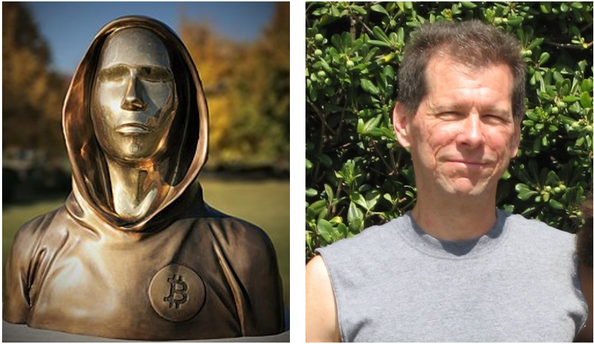 pictures of unknown satoshi in mask and hal finney side by side