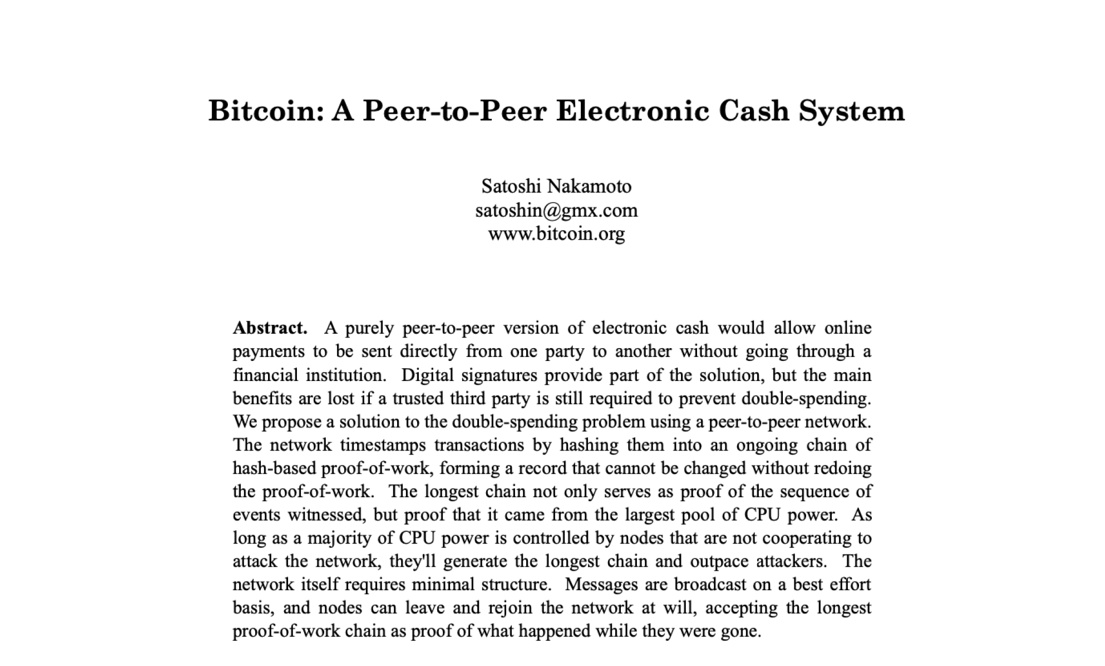 a bitcoin paper that satoshi published in 2008