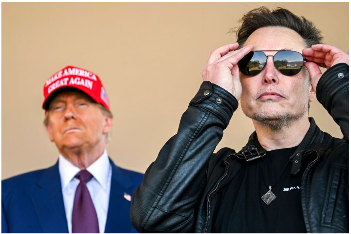 trump and musk watching space x's spaceship launching